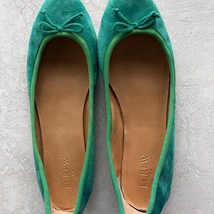 J Crew Green Suede Ballet Flats sz 8.5